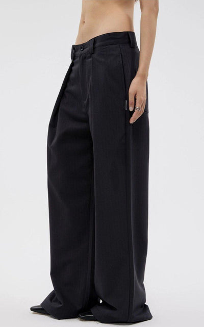 Subtle Stripe Pleated Suit Trousers Korean Street Fashion Trousers By Funky Fun Shop Online at OH Vault