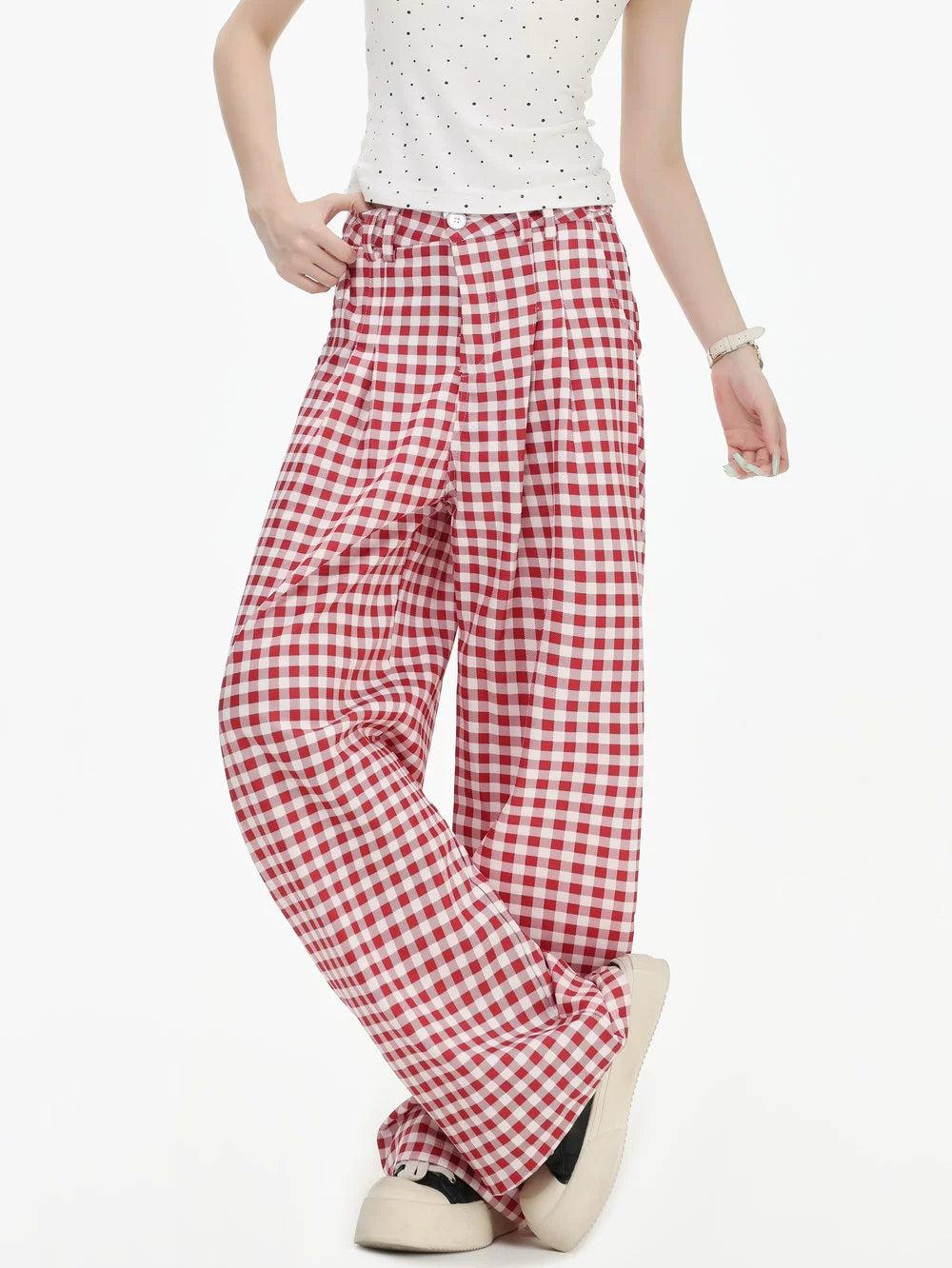 Checkered Regular Fit Pants Korean Street Fashion Pants By INS Korea Shop Online at OH Vault