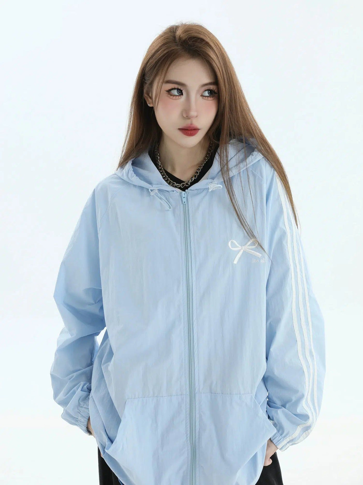 Zipped Hooded Sun Protection Jacket Korean Street Fashion Hoodie By INS Korea Shop Online at OH Vault