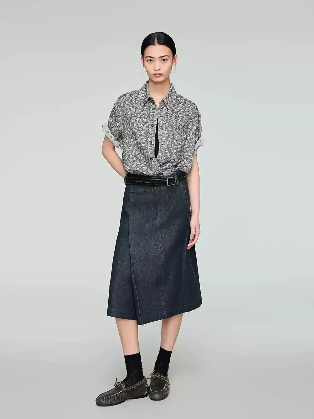 Floral Textured Reversible Shirt Korean Street Fashion Shirt By Opicloth Shop Online at OH Vault