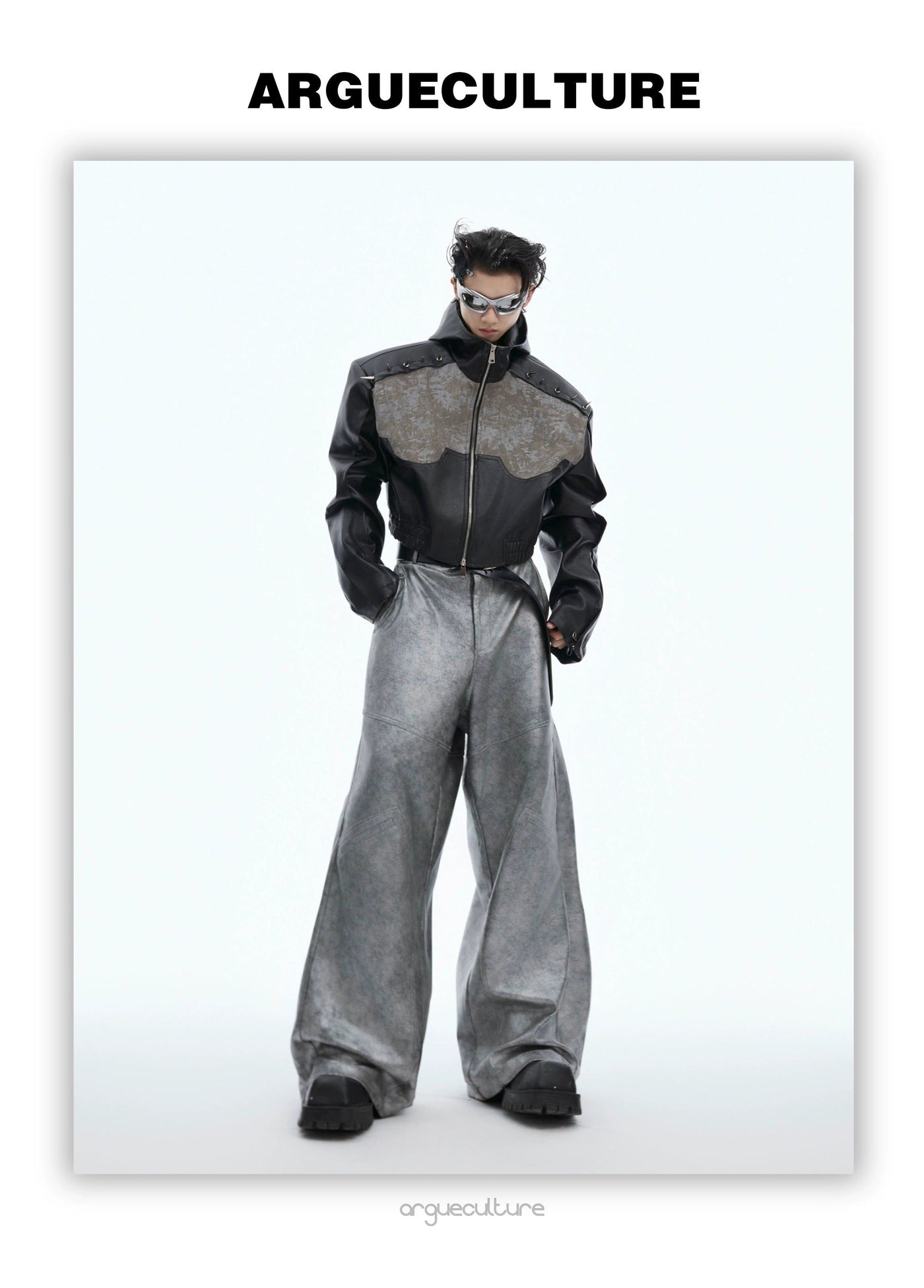 Structured Wide PU Leather Pants Korean Street Fashion Pants By Argue Culture Shop Online at OH Vault