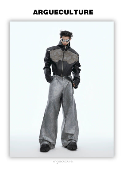 Structured Wide PU Leather Pants Korean Street Fashion Pants By Argue Culture Shop Online at OH Vault