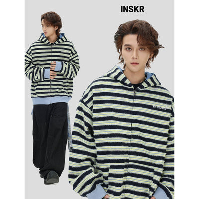 Striped and Spliced Hoodie Korean Street Fashion Hoodie By INS Korea Shop Online at OH Vault
