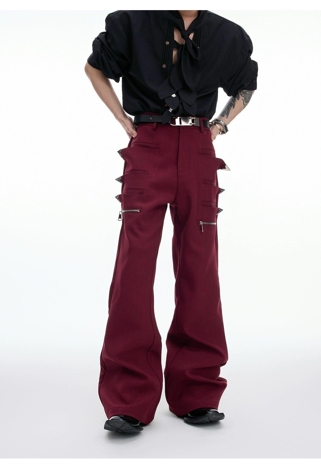 Chic Metallic Pocket Flared Pants Korean Street Fashion Pants By Argue Culture Shop Online at OH Vault