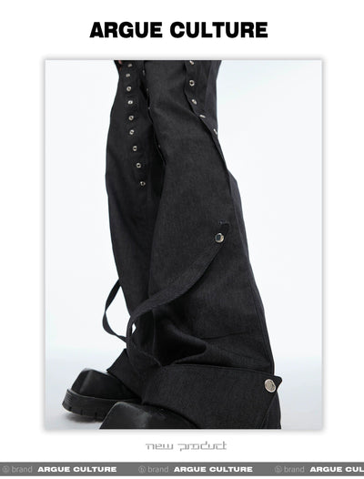 Metal Embellished Wide Leg Pants Korean Street Fashion Pants By Argue Culture Shop Online at OH Vault