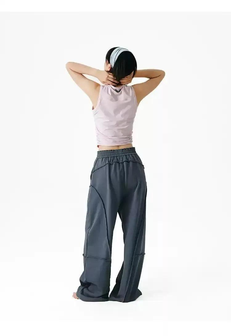 Gartered Embossed Lines Sweatpants Korean Street Fashion Pants By Crying Center Shop Online at OH Vault