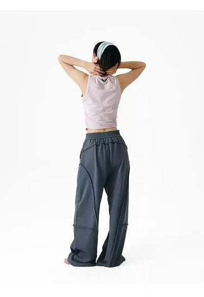 Gartered Embossed Lines Sweatpants Korean Street Fashion Pants By Crying Center Shop Online at OH Vault