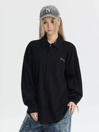 Solid Color Corduroy Shirt Korean Street Fashion Shirt By INS Korea Shop Online at OH Vault