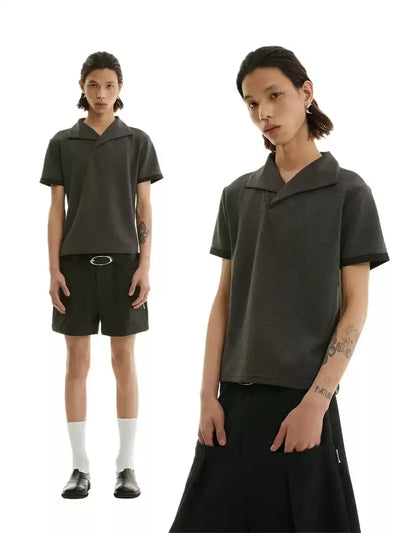 Chic Collared T-Shirt Korean Street Fashion T-Shirt By Funky Fun Shop Online at OH Vault