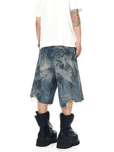 Ink Smudges Distressed Denim Shorts Korean Street Fashion Shorts By Blacklists Shop Online at OH Vault