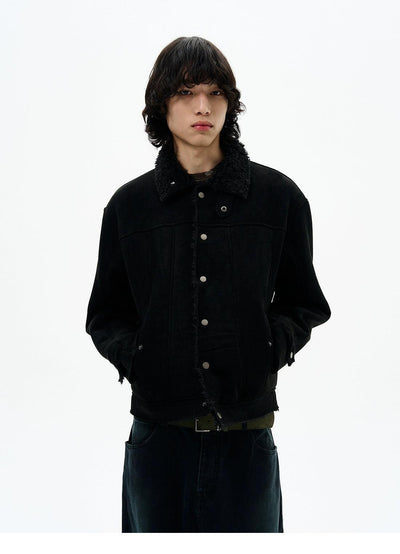 Sherpa Fleece Lined Micro Suede Jacket Korean Street Fashion Jacket By 77Flight Shop Online at OH Vault