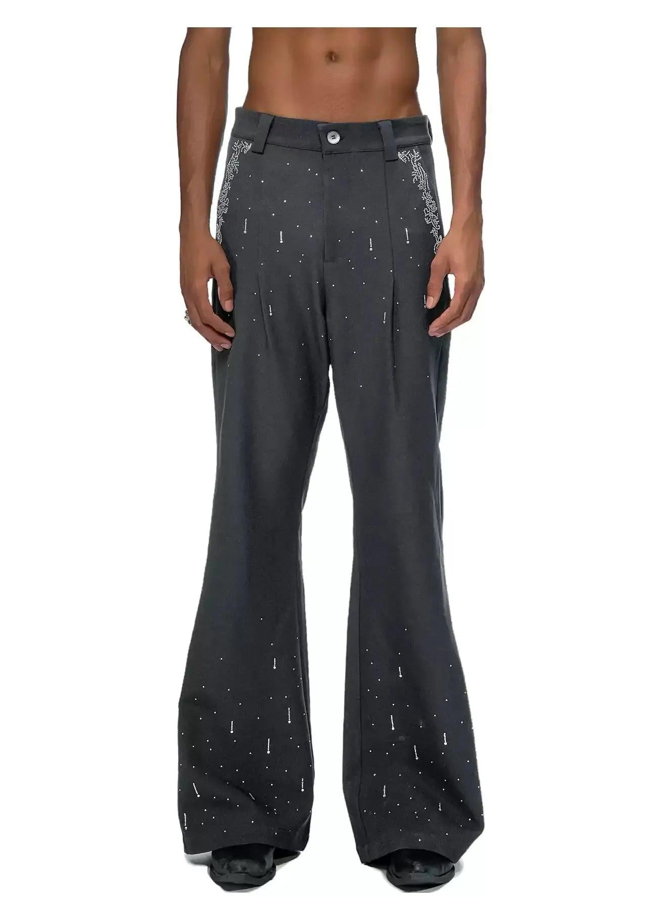 Rhinestone Detail Flared Pants Korean Street Fashion Pants By Argue Culture Shop Online at OH Vault