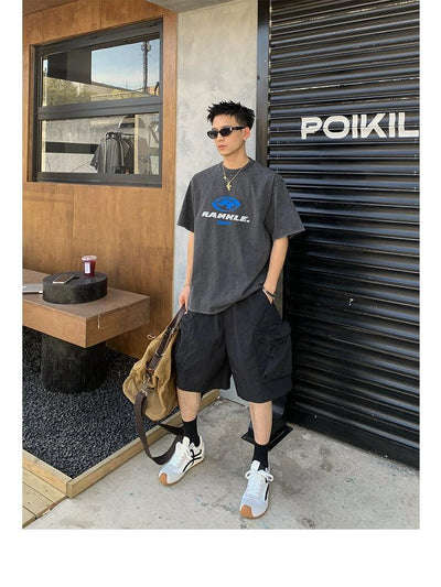 Embossed Pocket Cargo Shorts Korean Street Fashion Shorts By Poikilotherm Shop Online at OH Vault
