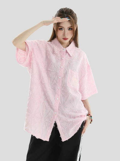 Frayed Textures and Patterns Shirt Korean Street Fashion Shirt By INS Korea Shop Online at OH Vault