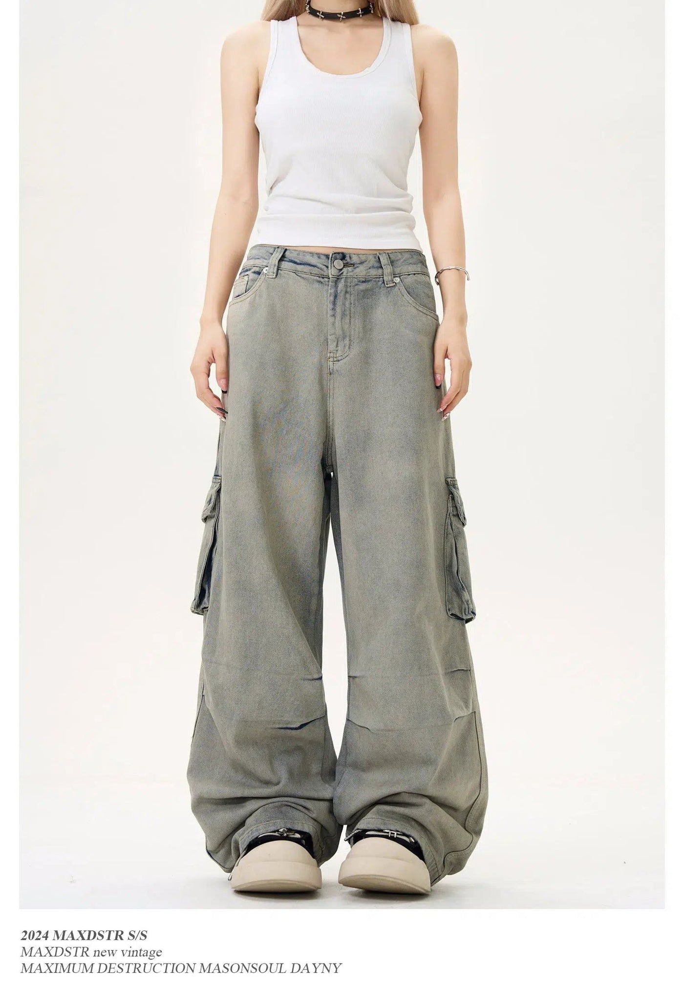 Sand Wash Large Pocket Jeans Korean Street Fashion Jeans By MaxDstr Shop Online at OH Vault