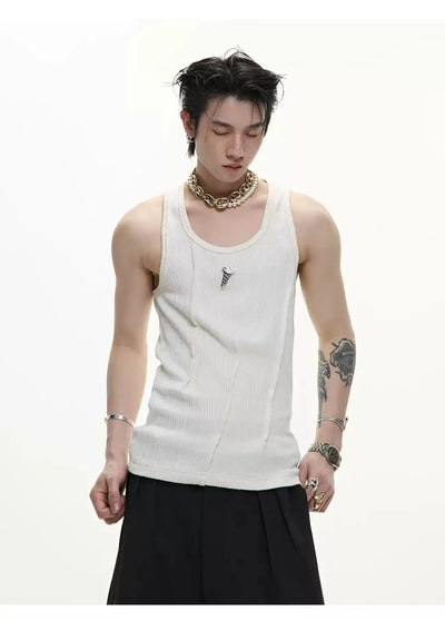 Textured Pleats U-Neck Tank Top Korean Street Fashion Tank Top By Argue Culture Shop Online at OH Vault