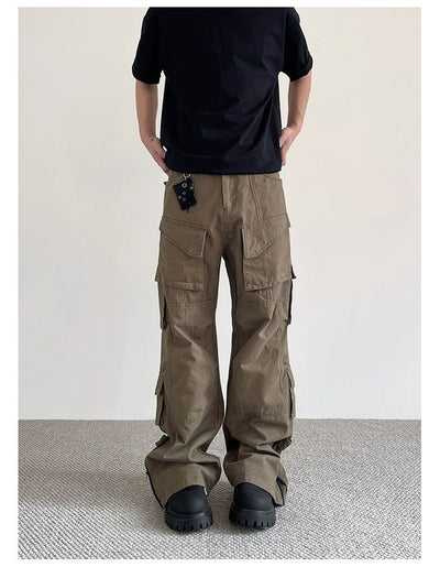 Plain Zip Slit Cargo Pants Korean Street Fashion Pants By A PUEE Shop Online at OH Vault
