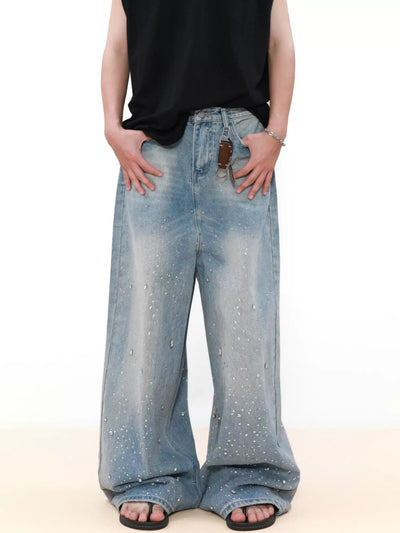 Scattered Stones Faded Jeans Korean Street Fashion Jeans By Mr Nearly Shop Online at OH Vault