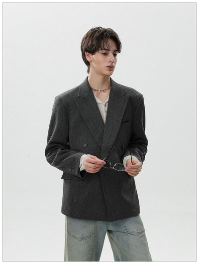Textured Lapel Blazer Korean Street Fashion Blazer By Mr Nearly Shop Online at OH Vault