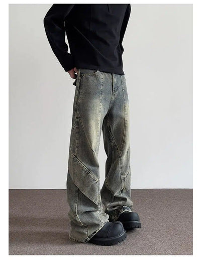 Distressed Stitched Detail Jeans Korean Street Fashion Jeans By A PUEE Shop Online at OH Vault