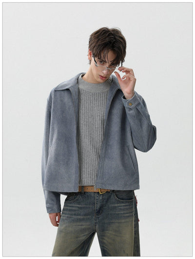 Brushed Textured Zip-Up Jacket Korean Street Fashion Jacket By Mr Nearly Shop Online at OH Vault