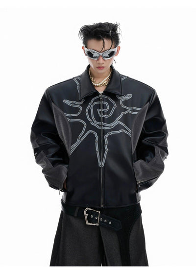 Riveted Spliced PU Leather Jacket Korean Street Fashion Jacket By Argue Culture Shop Online at OH Vault
