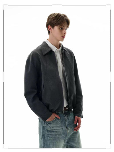 Solid Structured Zip-Up Jacket