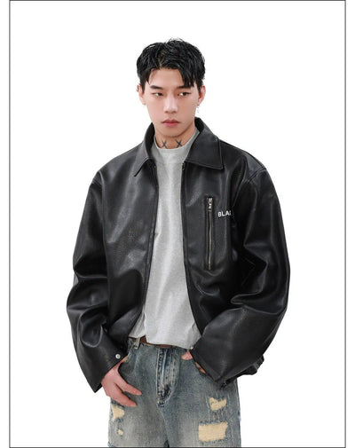 Abstract Print PU Leather Jacket Korean Street Fashion Jacket By Mr Nearly Shop Online at OH Vault