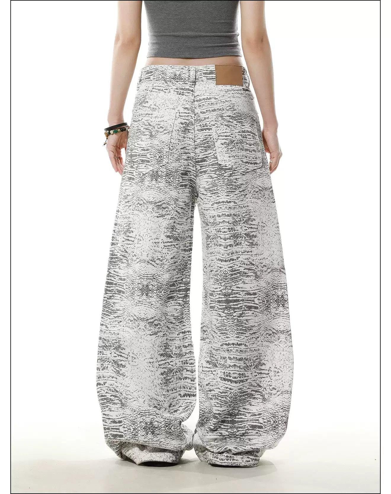 Patterned Buttoned Straight Leg Jeans Korean Street Fashion Jeans By Mr Nearly Shop Online at OH Vault