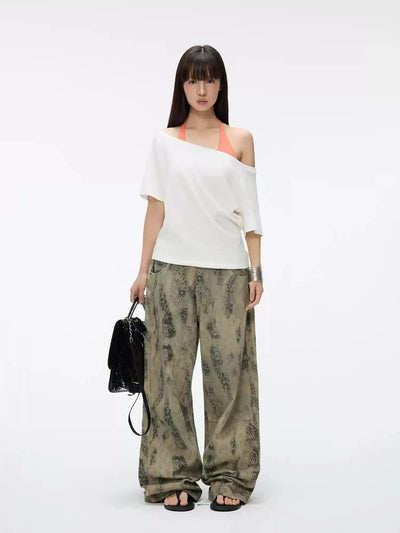 Off Shoulder Clean Fit T-Shirt Korean Street Fashion Blouse By Jump Next Shop Online at OH Vault