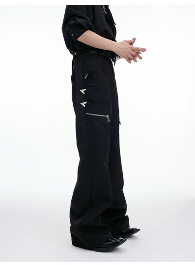 Chic Metallic Pocket Flared Pants Korean Street Fashion Pants By Argue Culture Shop Online at OH Vault