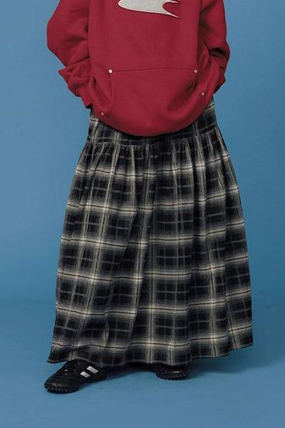 Plaid Pattern Wide Cut Long Skirt Korean Street Fashion Skirt By Crying Center Shop Online at OH Vault