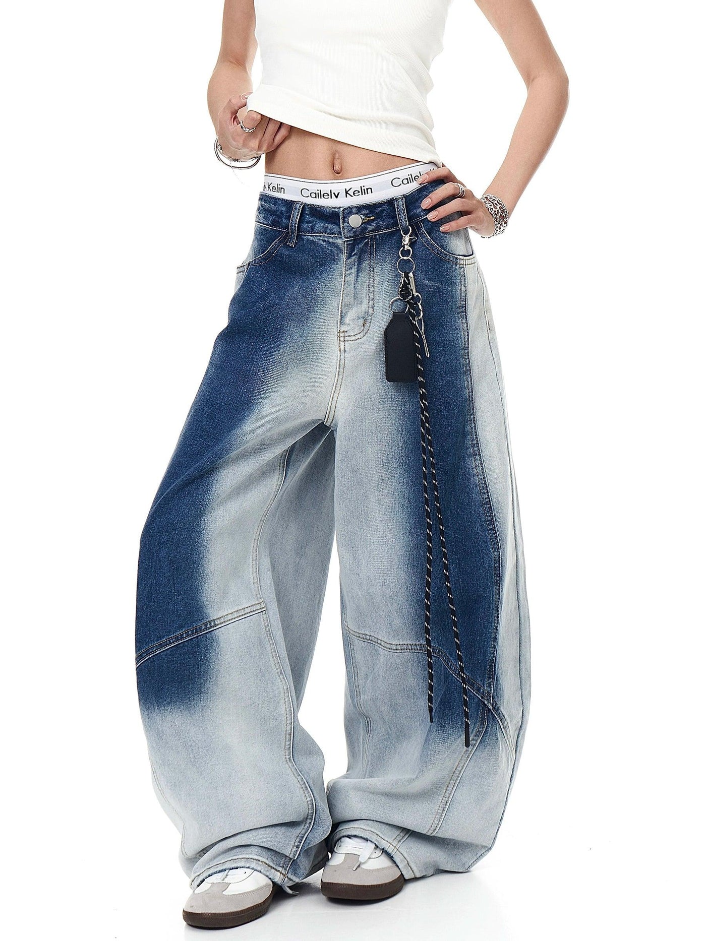 Faded Highlight Loose Jeans Korean Street Fashion Jeans By Blacklists Shop Online at OH Vault