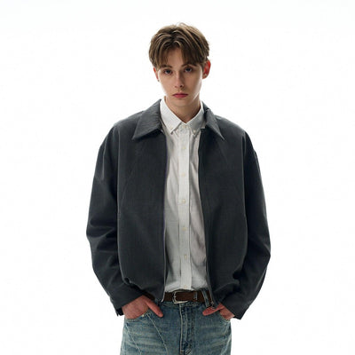 Solid Structured Zip-Up Jacket
