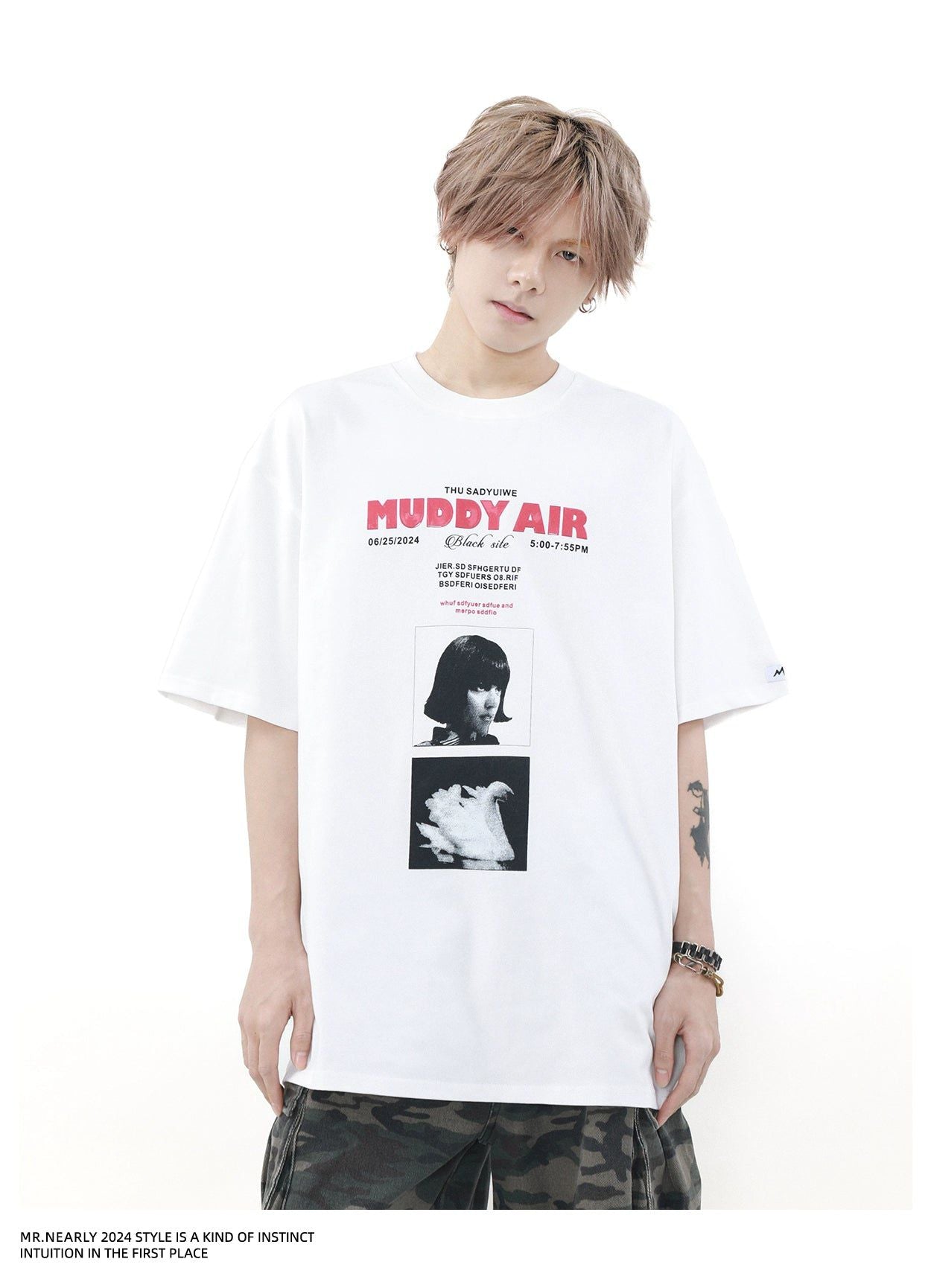 Muddy Air Print T-Shirt Korean Street Fashion T-Shirt By Mr Nearly Shop Online at OH Vault
