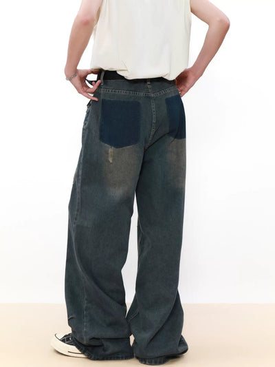 Minimal Distressed Detail Faded Jeans Korean Street Fashion Jeans By Mr Nearly Shop Online at OH Vault