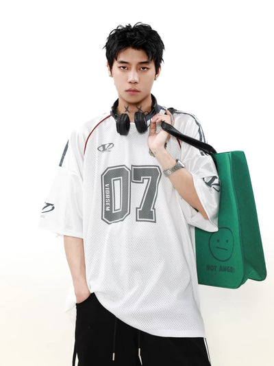 Mesh Sporty Print T-Shirt Korean Street Fashion T-Shirt By Mr Nearly Shop Online at OH Vault