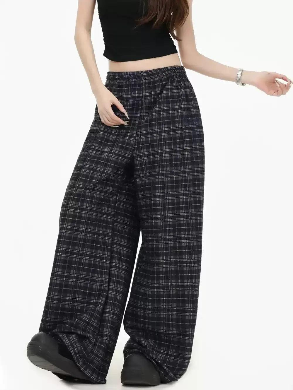Plaid Pattern Gartered Pants Korean Street Fashion Pants By INS Korea Shop Online at OH Vault