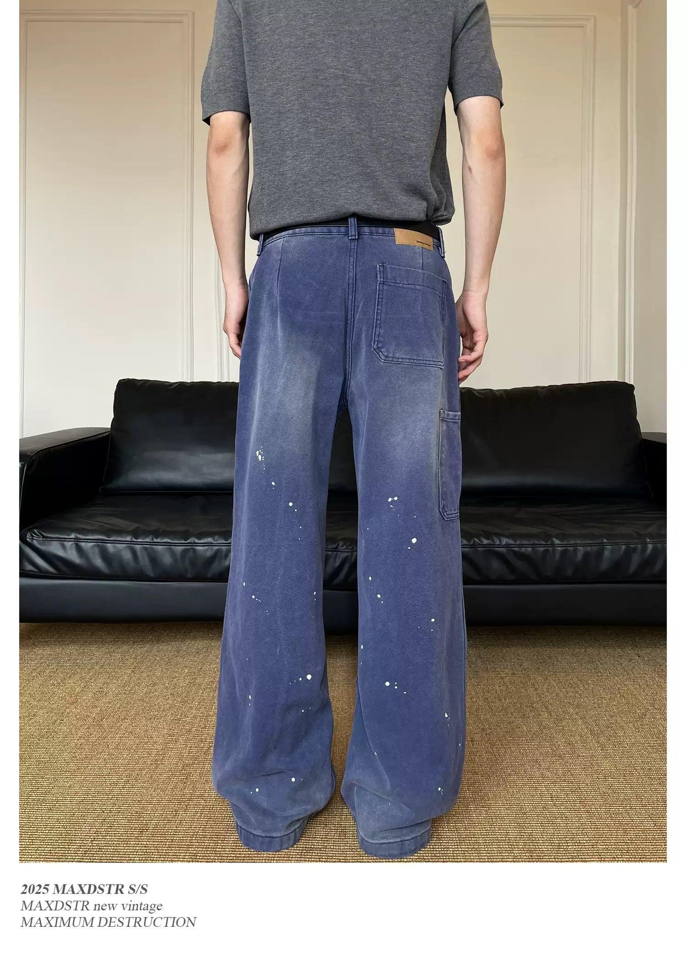 Faded Ink-Splashed Jeans Korean Street Fashion Jeans By MaxDstr Shop Online at OH Vault