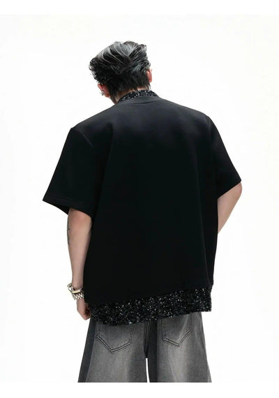 Sequin Spliced Detail T-Shirt Korean Street Fashion T-Shirt By Argue Culture Shop Online at OH Vault
