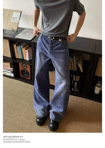 Faded Ink-Splashed Jeans Korean Street Fashion Jeans By MaxDstr Shop Online at OH Vault