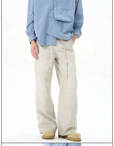 Drawcord Rippled Wash Cargo Pants Korean Street Fashion Pants By 77Flight Shop Online at OH Vault