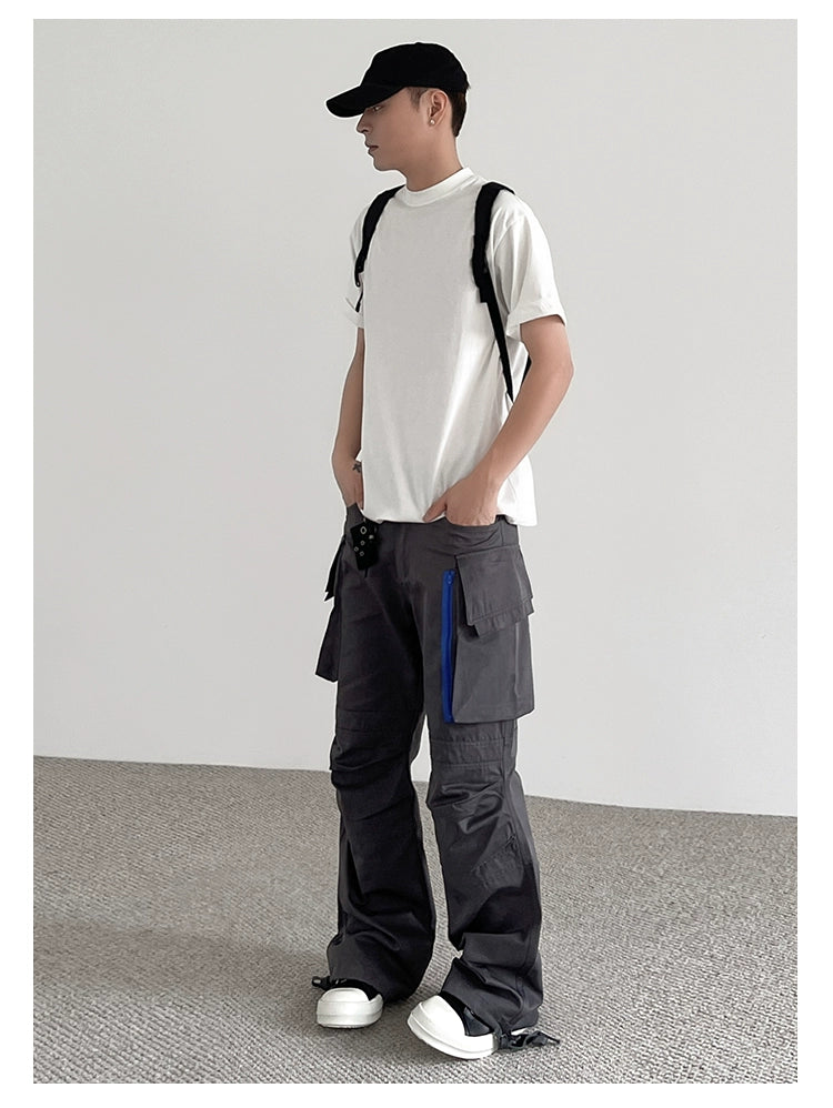 Contrast Zip Cargo Pants Korean Street Fashion Pants By A PUEE Shop Online at OH Vault