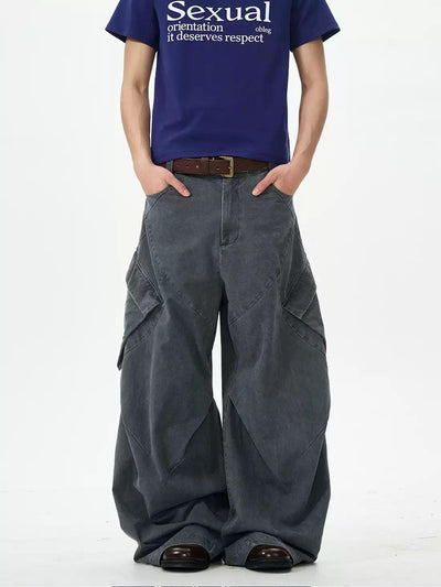 Washed Baggy Fit Cargo Pants Korean Street Fashion Pants By 77Flight Shop Online at OH Vault