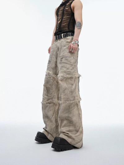 Tie-Dyed Raw Edge Cargo Pants Korean Street Fashion Pants By Argue Culture Shop Online at OH Vault