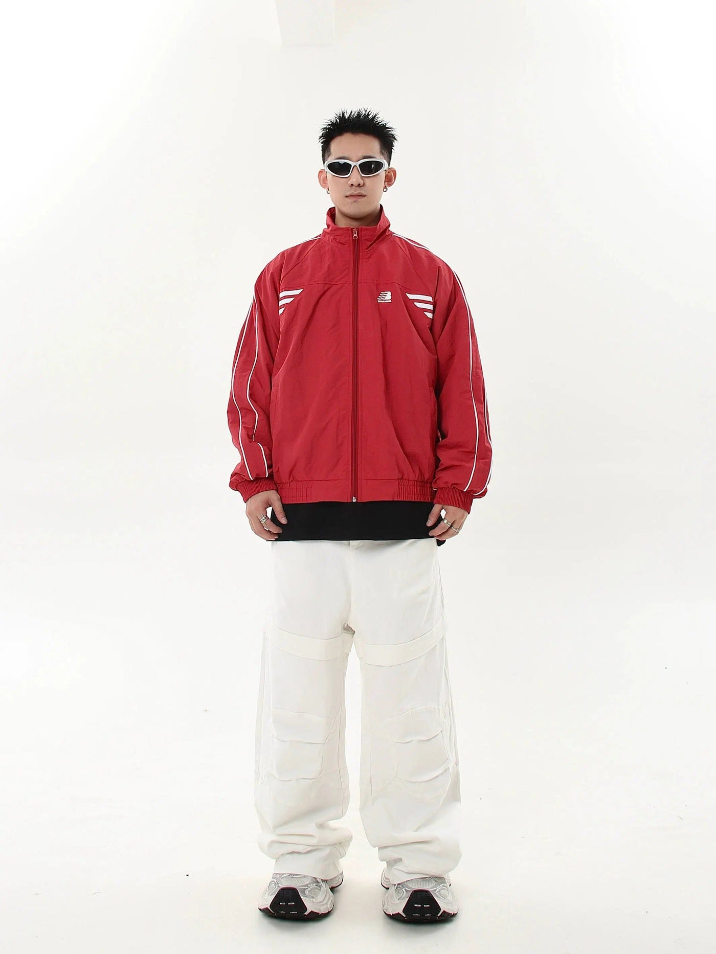 Three-Bar Contrast Sports Jacket Korean Street Fashion Jacket By Blacklists Shop Online at OH Vault