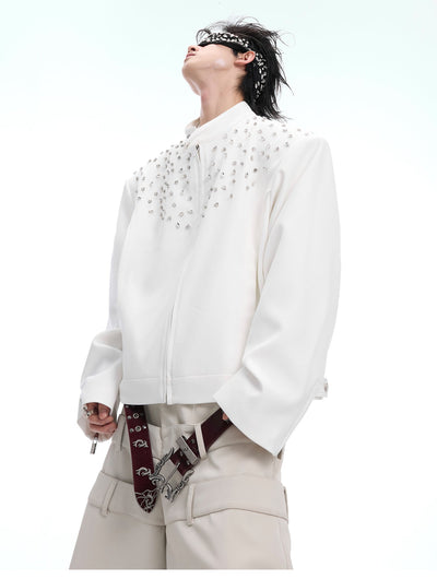 Scattered Stones Zippered Jacket Korean Street Fashion Jacket By Argue Culture Shop Online at OH Vault