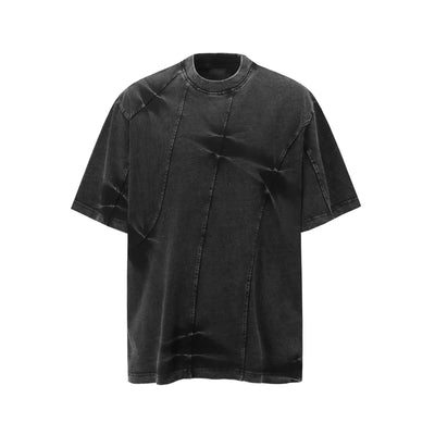 Irregular Washed Panel Pleated T-Shirt Korean Street Fashion T-Shirt By MaxDstr Shop Online at OH Vault