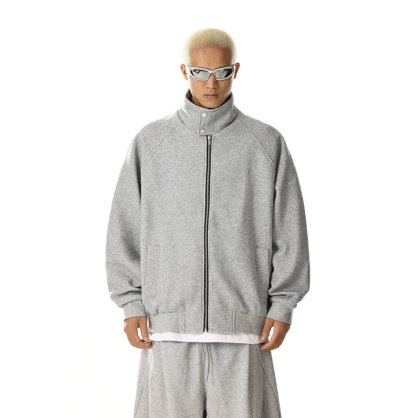 Funnel Neck Full-Zip Jacket Korean Street Fashion Jacket By MEBXX Shop Online at OH Vault