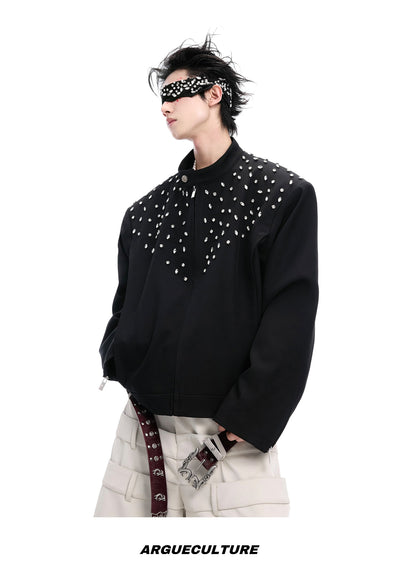 Scattered Stones Zippered Jacket Korean Street Fashion Jacket By Argue Culture Shop Online at OH Vault